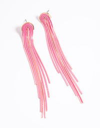 Pink Waterfall Chain Drop Earrings - link has visual effect only