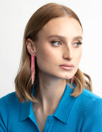 Pink Waterfall Chain Drop Earrings - link has visual effect only