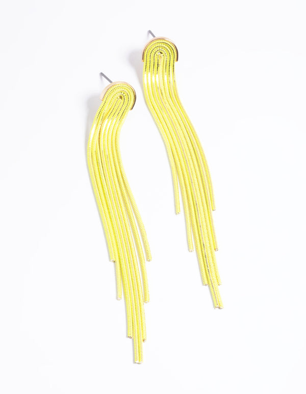 Yellow Waterfall Chain Drop Earrings