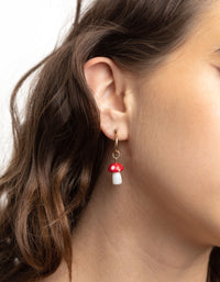90s Red Mushroom Huggie Hoop Earrings - link has visual effect only