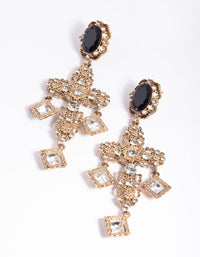 Antique Gold & Black Statement Drop Earrings - link has visual effect only