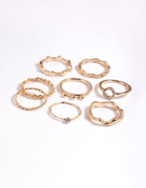 Gold Twisted Ring Stack Pack