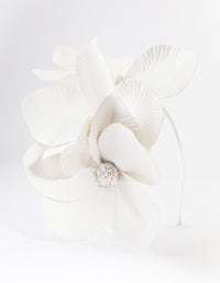 White Faux Leather Petal Headband - link has visual effect only