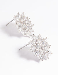 Rhodium Pave Flower Stud Earrings - link has visual effect only