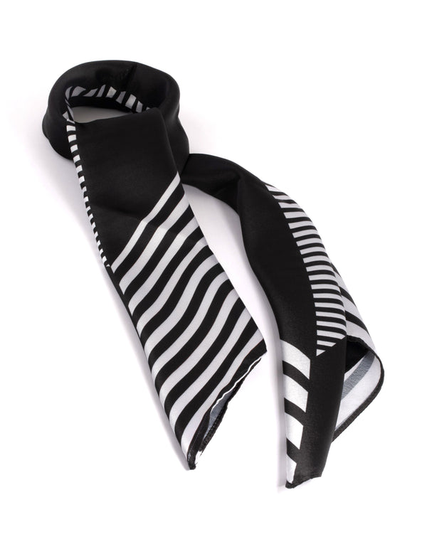 Black & White Fabric Geometric Stripe Scarf