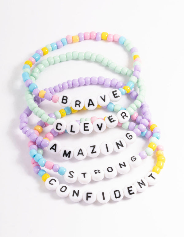 Kids Bead Brave Word Bracelet 5-Pack