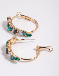 Gold Mini Cluster Diamante Hoop Earrings - link has visual effect only