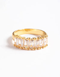 Gold Plated Stainless Steel Baguette Cubic Zirconia Ring - link has visual effect only