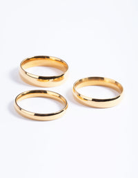 Gold Plated Stainless Steel Plain Band Ring Pack - link has visual effect only