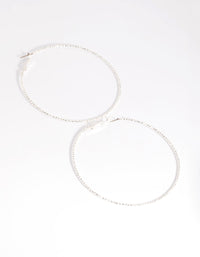 Silver 70mm Facet Textured Hoop Earrings - link has visual effect only