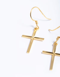 Gold Plated Sterling Silver Molten Cross Drop Earrings - link has visual effect only