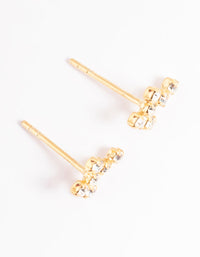 Gold Plated Sterling Silver Cubic Zirconia Cross Stud Earrings - link has visual effect only