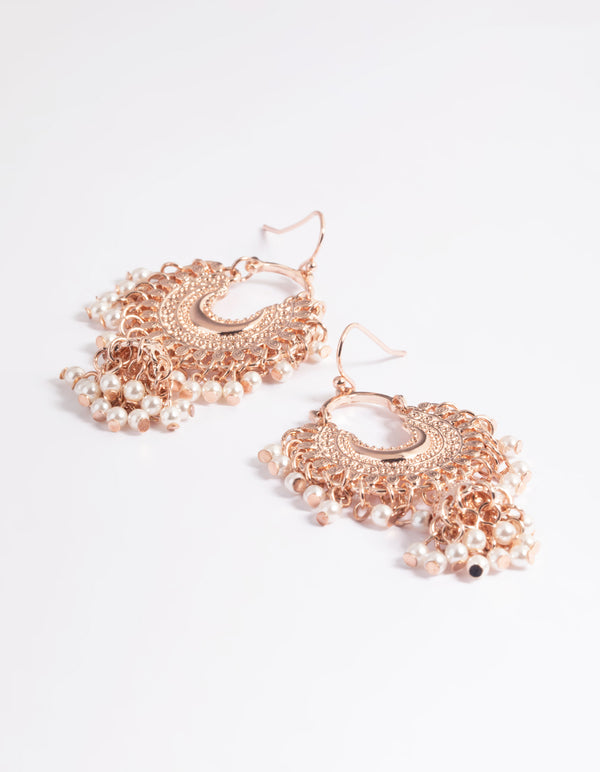Rose Gold Encrusted Bead Drop Earrings