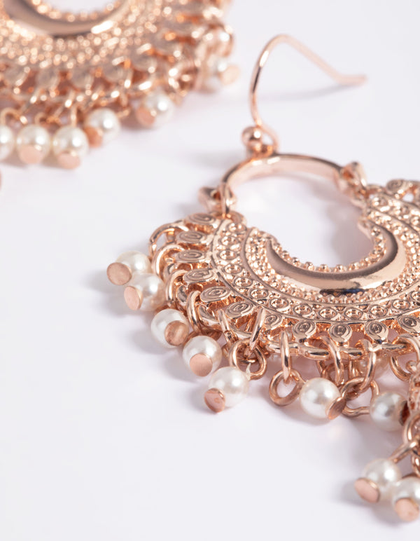 Rose Gold Encrusted Bead Drop Earrings