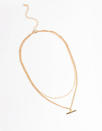 Gold 2 Layer Fob Necklace - link has visual effect only