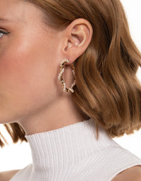 Gold Pearl Twist Hoop Earrings - link has visual effect only