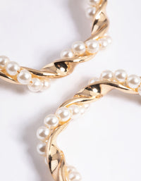 Gold Pearl Twist Hoop Earrings - link has visual effect only