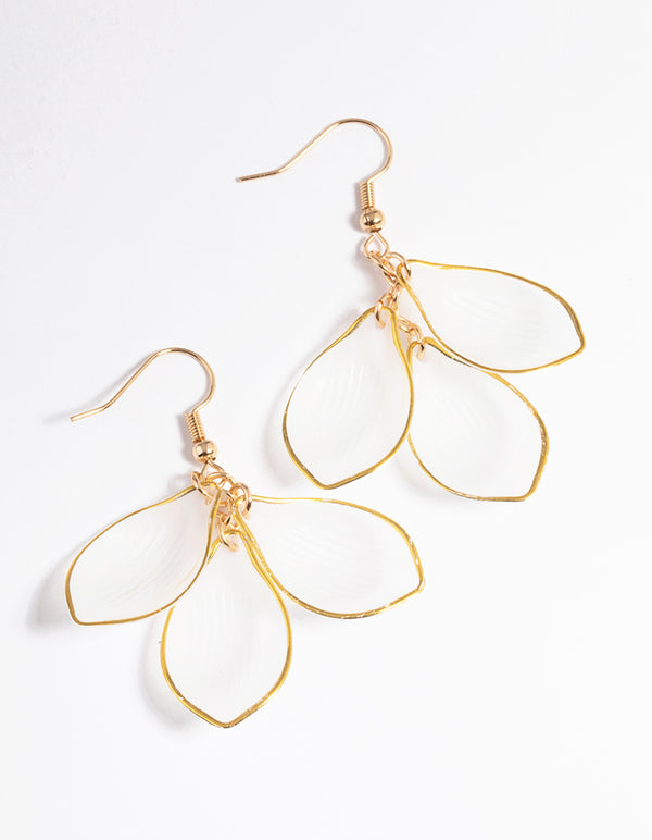 White Frosted Plastic Cluster Drop Earrings