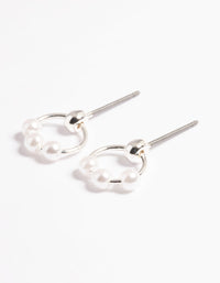 Silver 3 Pearl Circle Stud Earrings - link has visual effect only