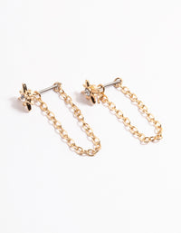 Gold Chain Front & Back Stud Earrings - link has visual effect only