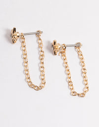 Gold Chain Front & Back Stud Earrings - link has visual effect only