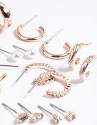 Rose Gold Pearl Stud & Hoop Earrings 8-Pack - link has visual effect only