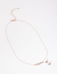 Rose Gold Diamante Bubble Necklace & Stud Earrings - link has visual effect only
