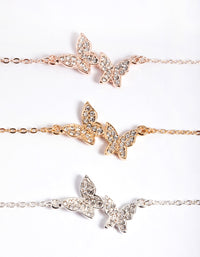 Mixed Metal Pave Butterfly Bracelet Pack - link has visual effect only