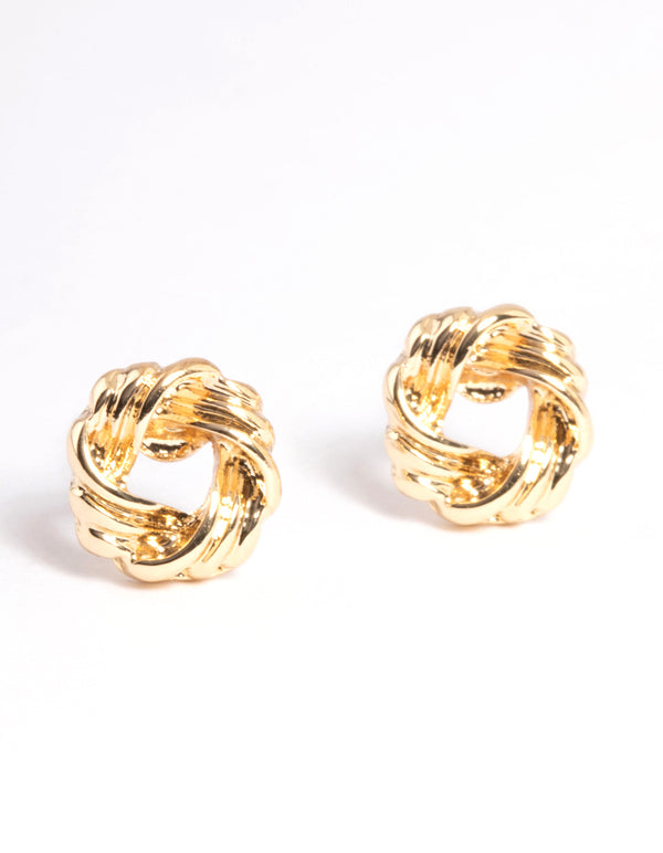 Gold Open Knot Stud Earrings