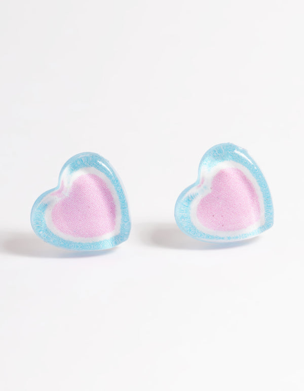 Plastic Resin Heart Stud Earrings