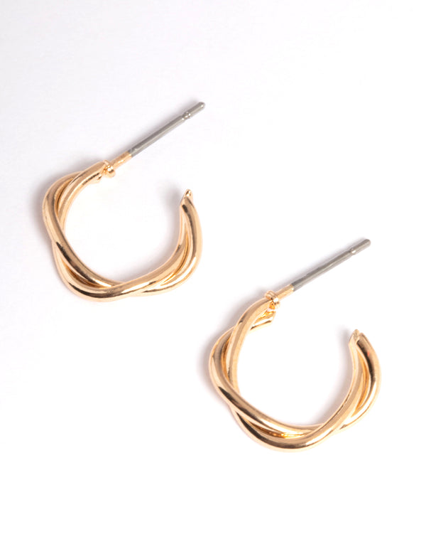 Gold Soft Twist Huggie Earrings