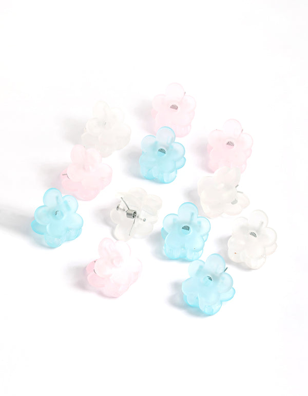 Kids Frosted Flower Claw Clip Pack