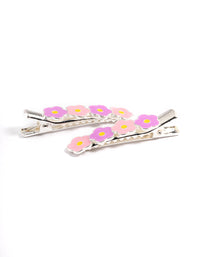 Kids Silver Enamel Daisy Clips Pack - link has visual effect only