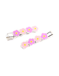Kids Silver Enamel Daisy Clips Pack - link has visual effect only
