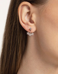 Rose Gold Plated Cubic Zirconia Flower Jacket Earring - link has visual effect only