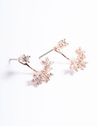 Rose Gold Plated Cubic Zirconia Flower Jacket Earring - link has visual effect only
