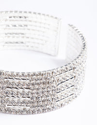 Silver 9 Row Twist Diamante Cuff Bangle - link has visual effect only