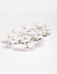 Silver Diamante Leaf & Pearl Brooch - link has visual effect only