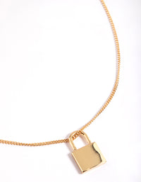 Gold Plated Padlock Necklace - link has visual effect only