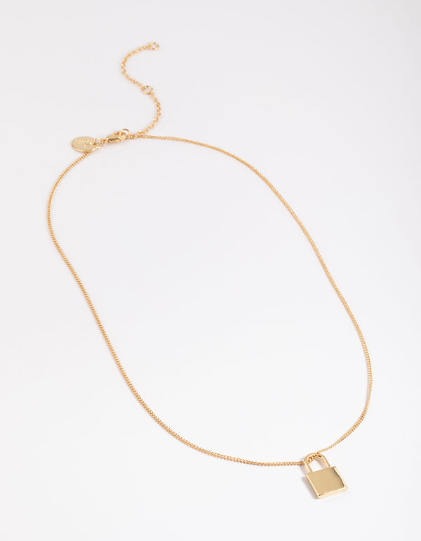 Gold Plated Padlock Necklace