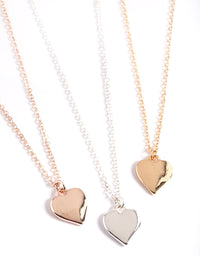 Mixed Metal Polished Heart Necklace Pack - link has visual effect only