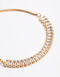 Gold Plated Cubic Zirconia Baguette Toggle Tennis Bracelet - link has visual effect only