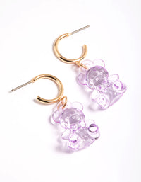Lilac Cute Bear Huggie Earrings - link has visual effect only