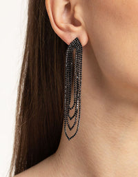 Rhodium Oval Cupchain Drop Earrings - link has visual effect only