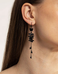 Black Floral Butterfly Drop Earrings - link has visual effect only