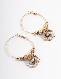 Antique Gold Pearl Hoop Jhumka Earrings - link has visual effect only