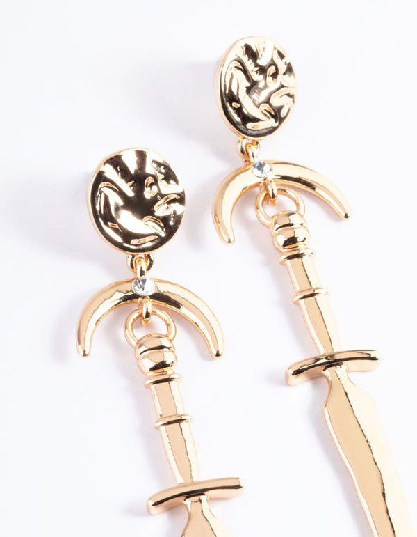 Gold Diamante Freshwater Pearl Earrings