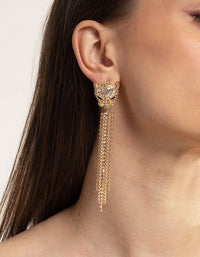 Gold Diamante Panther Cupchain Earrings - link has visual effect only