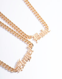 Gold Double Row Babe & Angel Necklace - link has visual effect only