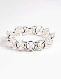 Silver Mixed Chain Stretch Bracelet - link has visual effect only